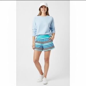 Addison Bay Quince Striped Shorts Blue White Cotton Pull On NWT Small